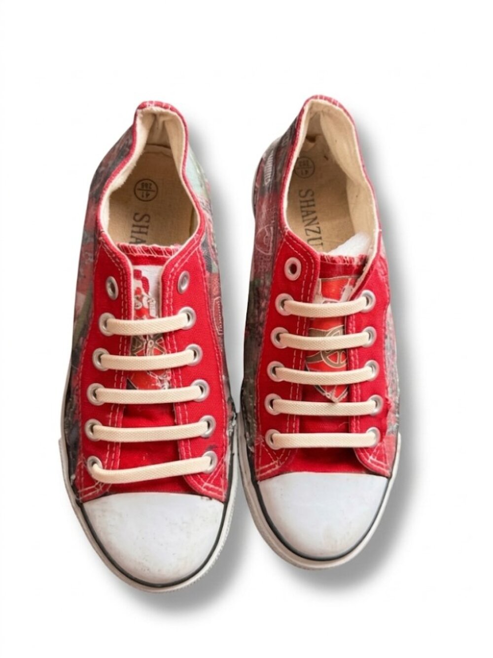 Arsenal FC x Shanzu High Top Canvas Sneakers Red & White Streetwear Mens Size 41